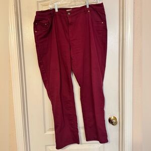 Woman Within Maroon Straight Leg Jeans